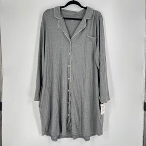 State of Day Intimates Gray Modal Button Front Nightshirt Dress XXL NWT
